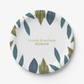 素朴葉フローラ結婚の ペーパープレート (正面)