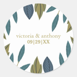 素朴葉フローラ結婚の ラウンドシール