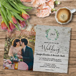 素朴葉モノグラム写真結婚の上 マグネット招待状<br><div class="desc">水エレガントモノグラムの色ボタニカル結婚の磁気の招待状と自分の写真。春、夏、秋、または冬の結婚式。バーンドウッドの背景に緑のオリーブの枝の水の色のデザイン。簡単に自分の写真を追加して非常に個人的な写真を作ユニークり、自分の文字を追加できる。pixelshoot3@gmail.comもしで救済は無料で感じお楽しみください。</div>