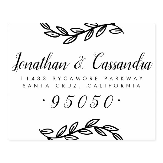 素朴葉差出人住所 ラバースタンプ (インプリント)