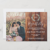 素朴葉木モノグラム結婚のキャンセル 招待状 (正面)