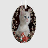 素朴葉猫ペットフォトリースクリスマス オーナメント (正面)