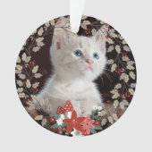 素朴葉猫ペットフォトリースクリスマス オーナメント (正面)