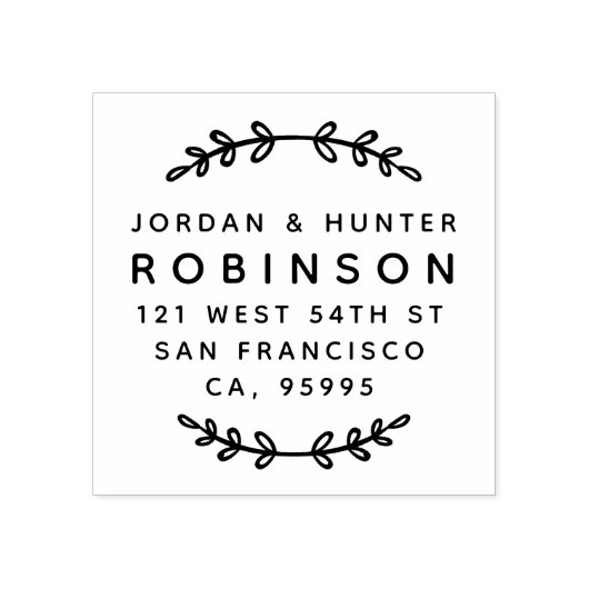 素朴葉Round結婚した Coule差出人住所 ラバースタンプ (インプリント)