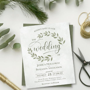 素朴葉Sage Green BUDGET結婚式の招待