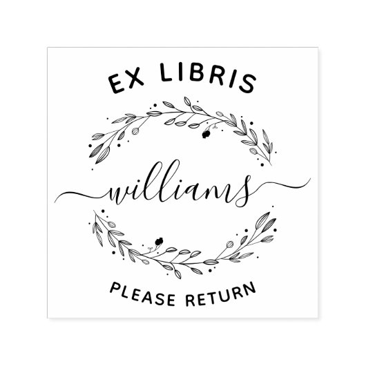 素朴葉Script Family Name Ex Libris Book セルフインキングスタンプ (デザイン)