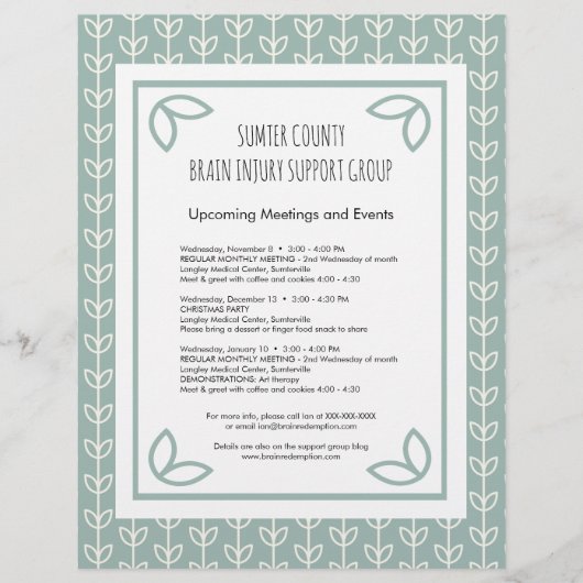 素朴葉Support Groupニュースレター チラシ (正面)