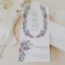 素朴薄紫すべて一つの招待状 オールインワン招待状