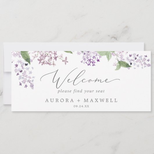 素朴薄紫ぶら下がったの座席表のウェルカムヘッダー (裏面)