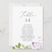 素朴薄紫テーブル番号座席表カード (正面)