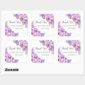 素朴薄紫パープルフローラブライダルシャワーメッセージカード スクエアシール (シート)
