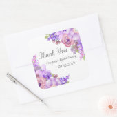 素朴薄紫パープルフローラブライダルシャワーメッセージカード スクエアシール (封筒)