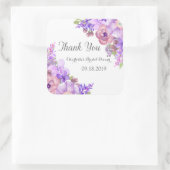素朴薄紫パープルフローラブライダルシャワーメッセージカード スクエアシール (バッグ)