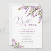 素朴薄紫パープルフローラブライダルシャワー 招待状 (正面)