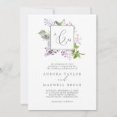 素朴薄紫フォーマルモノグラ結婚ム 招待状 (正面)