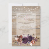 素朴薄紫フローラの結婚木材 招待状 (正面)