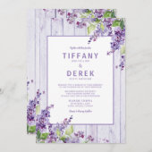 素朴薄紫フローラ水色パープル結婚ズ 招待状 (正面/裏面)