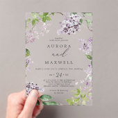 素朴薄紫モダンボホウォーター色フローラ結婚ズ アクリル招待状 (インサイチュ (ポータブル))