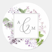 素朴薄紫モノグ結婚ラム封筒用シール ラウンドシール (正面)