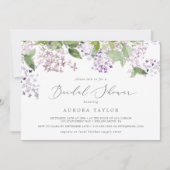 素朴薄紫水平ブライダルシャワー 招待状 (正面)