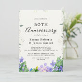 素朴薄紫50周年結婚招待状 招待状 (スタンド正面)