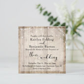 素朴薄茶色の木材と白のラ結婚イト2 招待状 (スタンド正面)