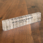 素朴薄茶色の木製オフィスのタイトル名 デスクネームプレート (側面)