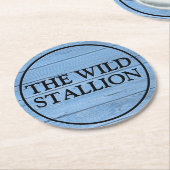 素朴薄青フェイク刻名バー ラウンドペーパーコースター (アングル)