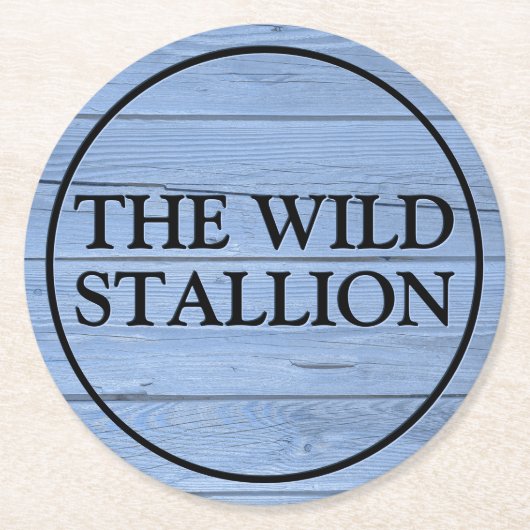 素朴薄青フェイク刻名バー ラウンドペーパーコースター (正面)