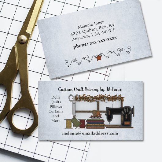 素朴裁縫アーツオンライトブルー 名刺