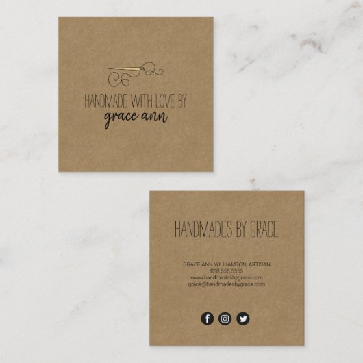 素朴裁縫 |ニードルクラフトスクエアビジネスカード スクエア名刺 (正面/裏面)