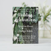 素朴裏庭の納屋の木とセージ結婚 招待状 (スタンド正面)