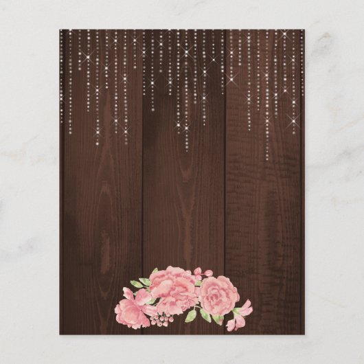 素朴裏庭ピンク赤ちゃんシャワー予算の招待状 (裏面)