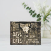 素朴西結婚の牛のスカルは日付を保存 案内ポストカード (スタンド正面)