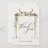 素朴角と水の色のフローラ・キャノピ結婚ーの サンキューカード (正面)