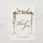 素朴角と水の色のフローラ・キャノピ結婚ーの サンキューカード (正面/裏面)