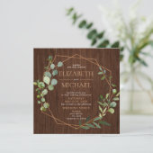 素朴角銅幾何学的ユーカリ写真 招待状 (スタンド正面)