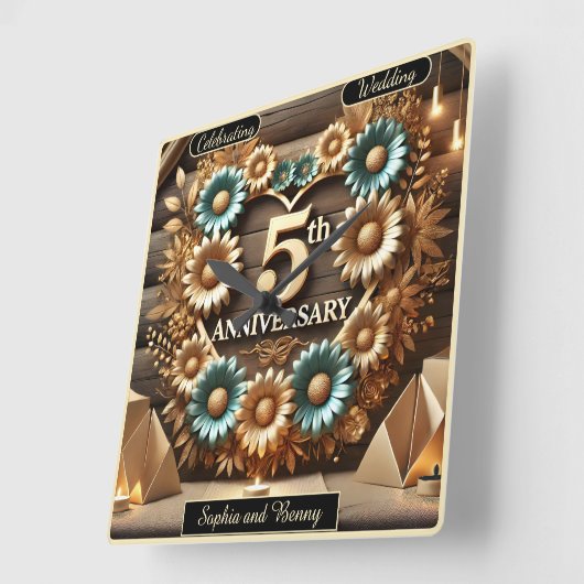 素朴調和5周年記念フローラ最高傑作 スクエア壁時計 (傾斜)