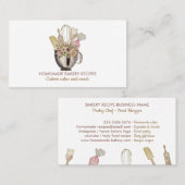 素朴調理師シェフ水彩ベーキング器具ベーカリー 名刺 (正面/裏面)