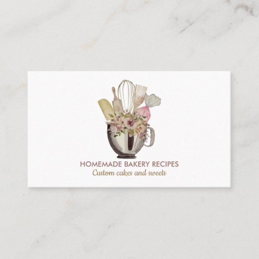 素朴調理師シェフ水彩ベーキング器具ベーカリー 名刺 (正面)