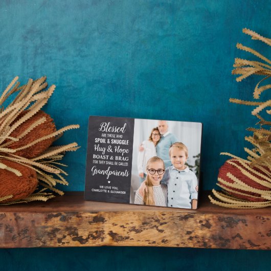 素朴賛美祖父母パーソナライズされた写真 フォトプラーク (側面)