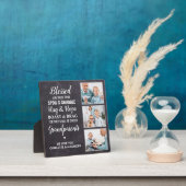 素朴賛美祖父母パーソナライズされた3 フォトプラーク (インサイチュ)