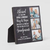 素朴賛美祖父母パーソナライズされた3 フォトプラーク (正面)