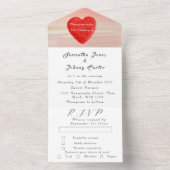 素朴赤いハートミニマシンプルリス結婚トのスクリプト オールインワン招待状 (内側)