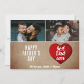 素朴赤いハート最高のパパEver Daddy 2写真 カード (正面)