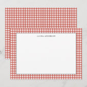 素朴赤と白シンプルジンガム サンキューカード (正面/裏面)