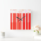素朴赤と白 スクエア壁時計 (ホーム)