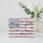 素朴赤白青ウッド米国国旗 ポストカード (スタンド正面)