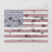 素朴赤白青ウッド米国国旗 ポストカード (正面)