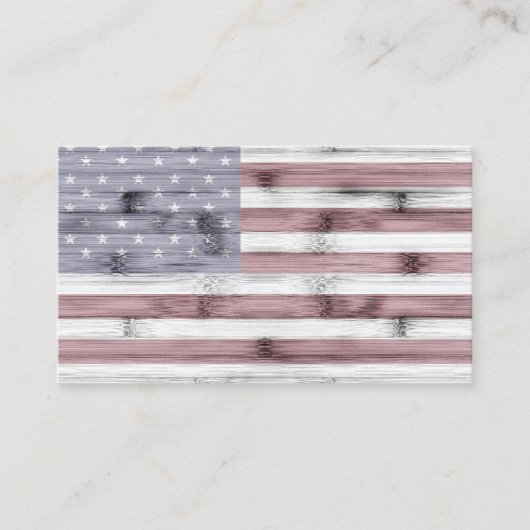 素朴赤白青ウッド米国国旗 名刺 (正面)